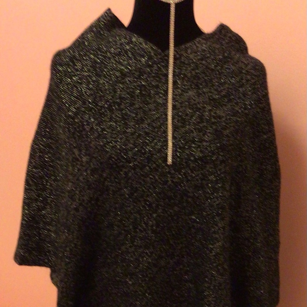 Silver and black poncho